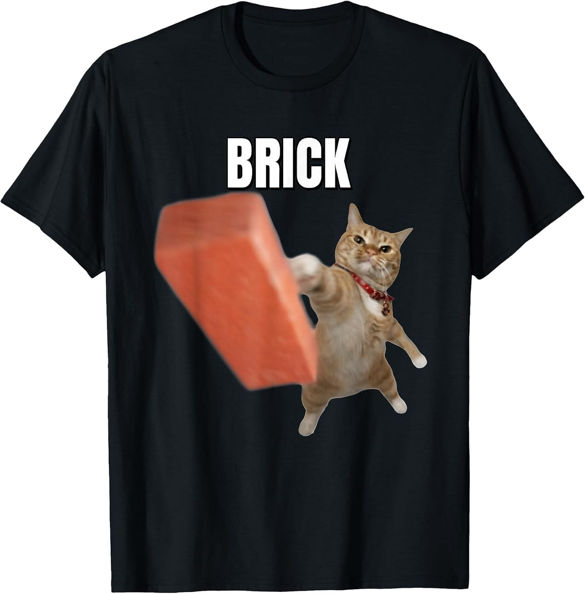Funny Cat Throwing Brick Cats Meme Brainrot Humor T-Shirt