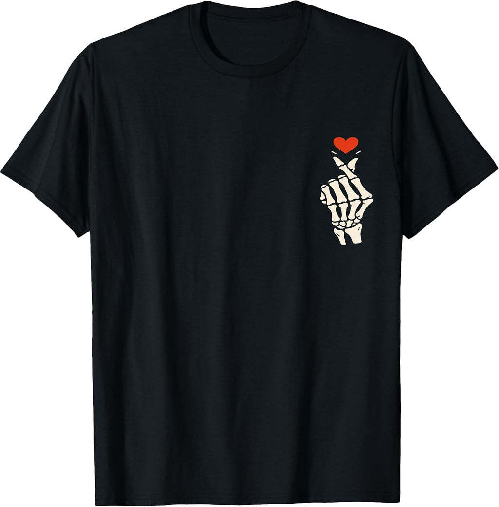 Skeleton Heart Hand Halloween Valentine Girl Women Men T-Shirt