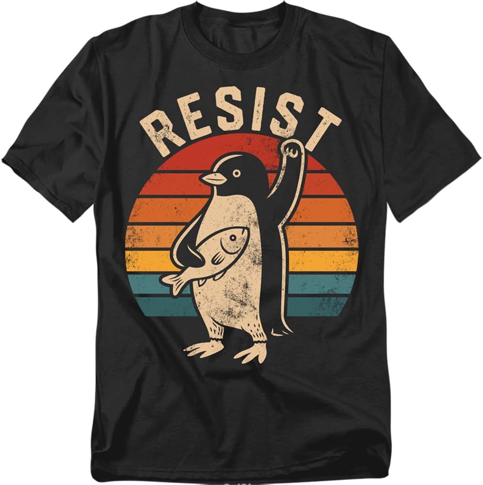Popfunk Resist Penguin T-Shirt – Funny Environmental Activism Tee, Unisex