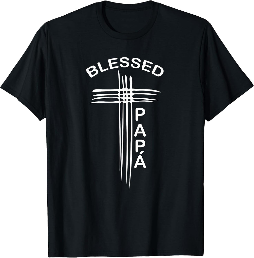 Blessed Papa Spanish Dad Christian Cross T-Shirt
