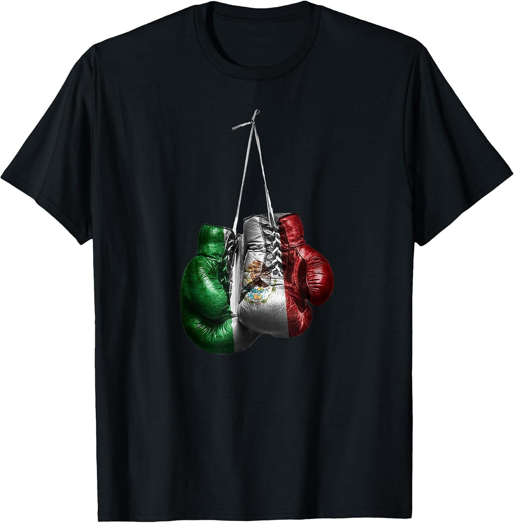 Boxing Gloves - Mexico Vintage Flag T-Shirt