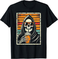Retro Grim Reaper Latte Funny Halloween Funny Grim Reaper T-Shirt