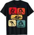 Wrestling Takedown Silhouettes Retro Wrestler Men Boys Kids T-Shirt