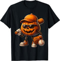 Spooky Jack O Lantern Baseball Halloween Costumes Mens Boys T-Shirt