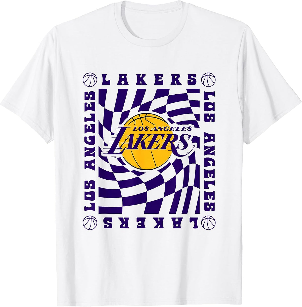 Los Angeles Los Angeles Retro Checkerboard Wave NBA T-Shirt