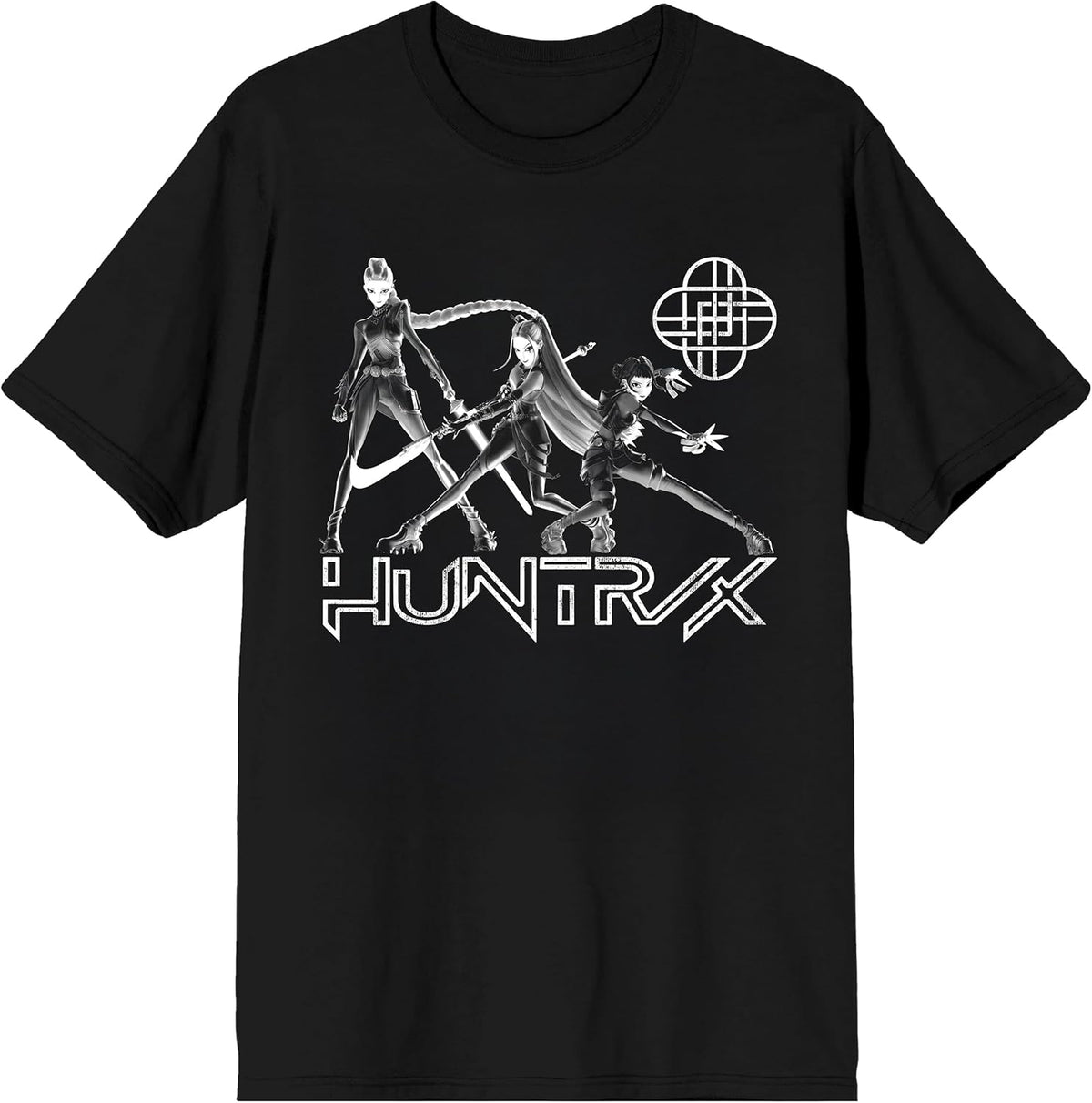Kpop Demon Hunters Huntrix Line Up on Black Short Sleeve Adult T Shirt