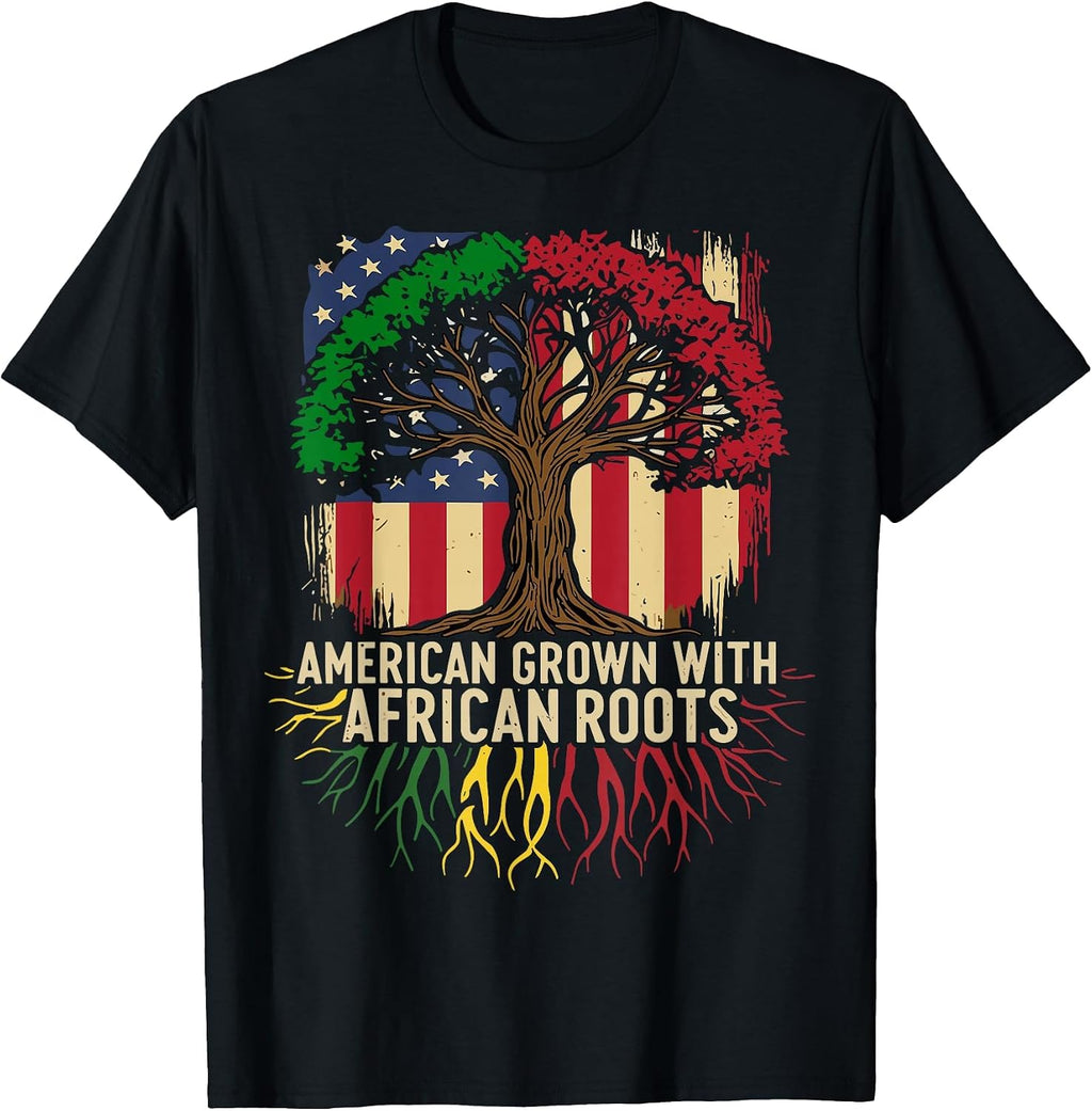 American Grown African USA Flag Black History Month T-Shirt