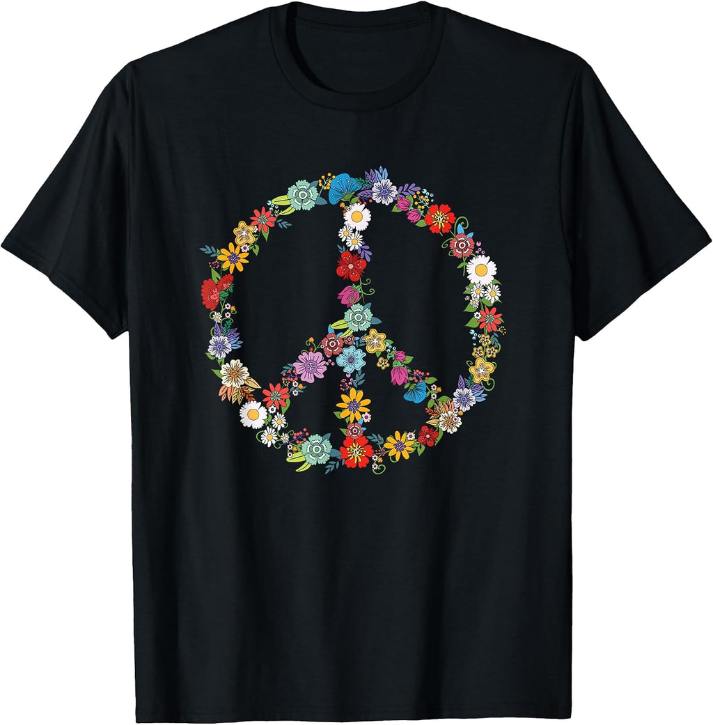Love and Peace Flower Sign Hippie Lover Beautiful Cute Funny T-Shirt