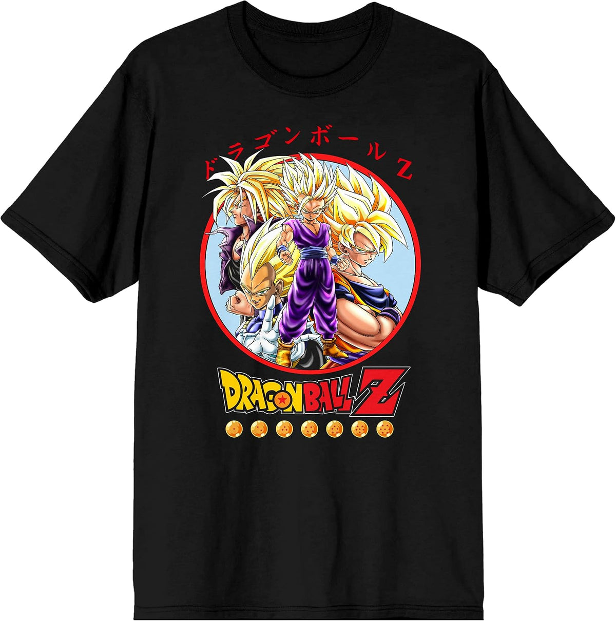 Dragon Ball Z Anime Characters Group Shot Mens Black Graphic Tee Shirt -L
