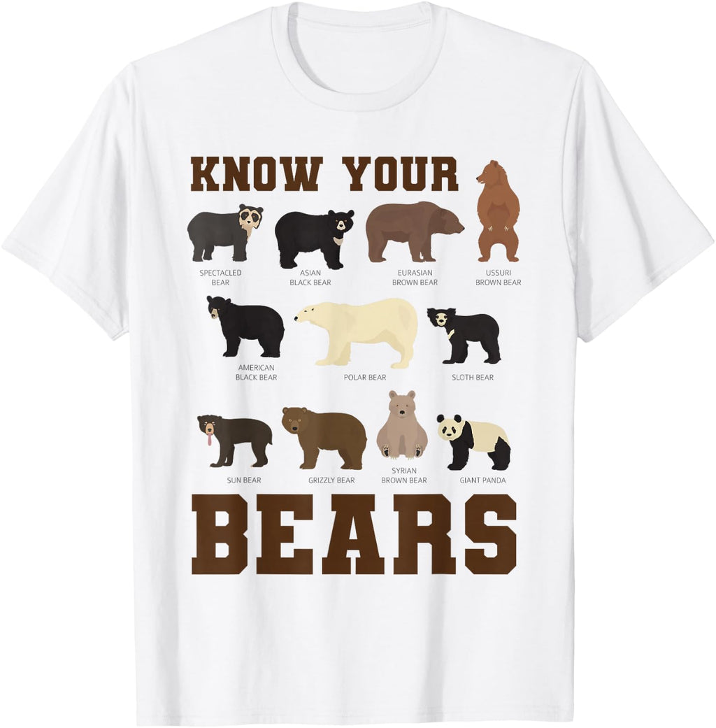 Know Your Bears Stuff | Bear Lover Stuff | Types of Bear T-Shirt