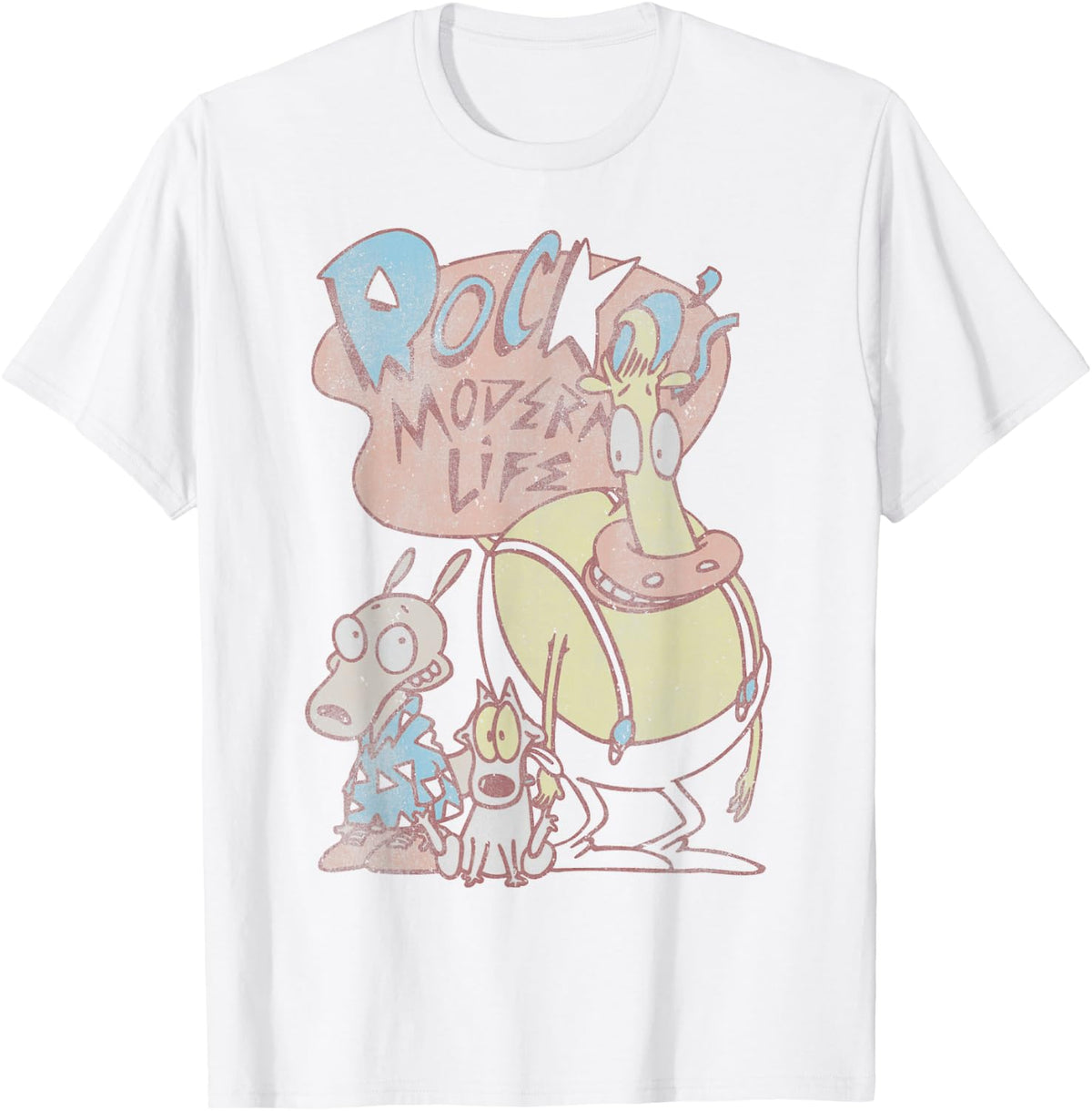 Nickelodeon Rocko's Modern Life Distressed Group T-Shirt T-Shirt
