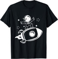 Cute Rocketship Surfing Astronaut in Outer Space for Kids T-Shirt