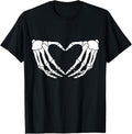 Funny Skeleton Hands Heart Sign Retro Costume Halloween Cute T-Shirt