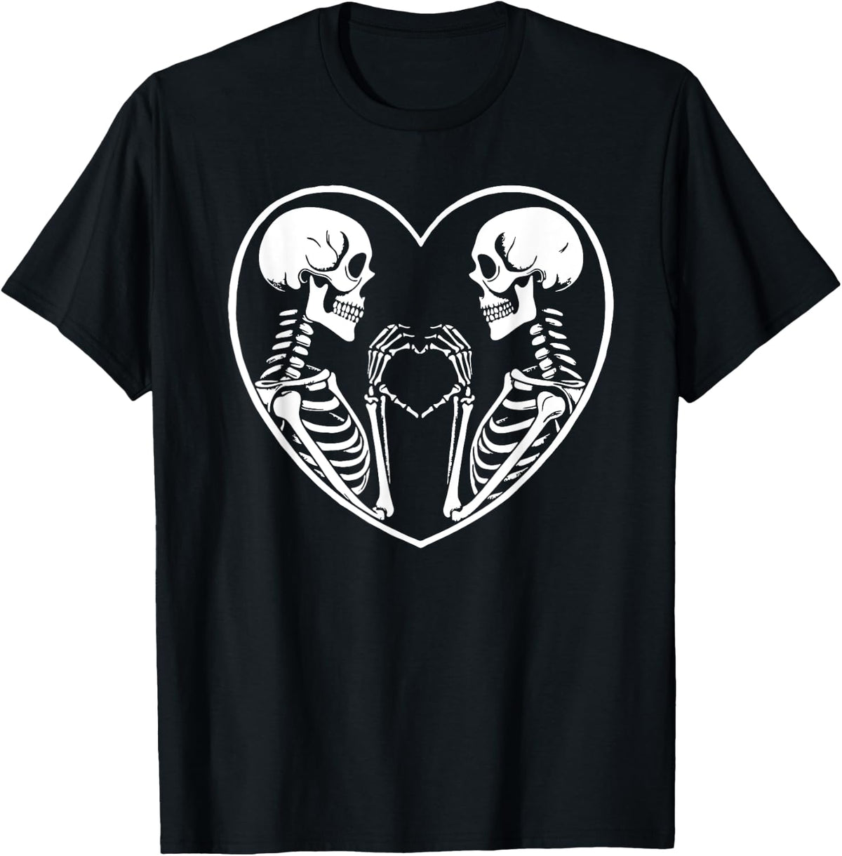 Skeleton Heart Hands Sign Halloween Costume Retro Halloween T-Shirt
