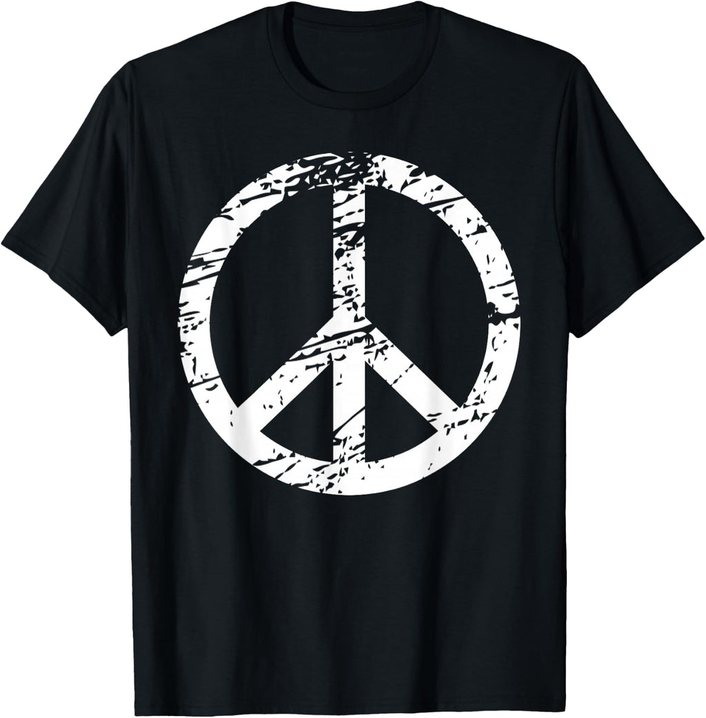 vintage white distressed peace sign symbolic cute design T-Shirt