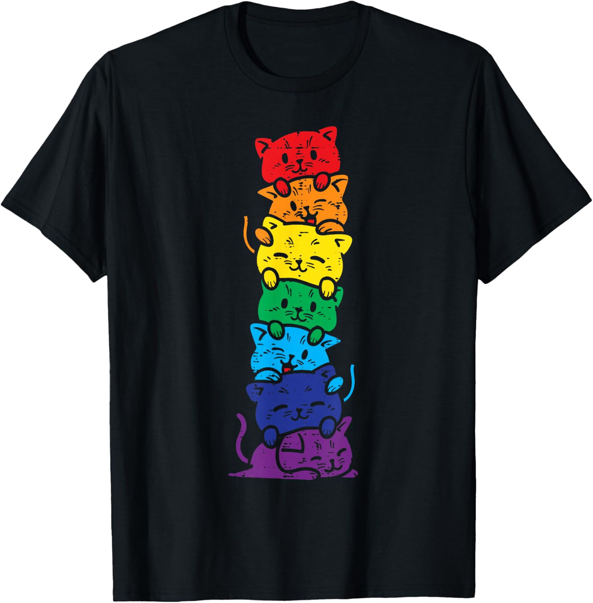 Pride Shirt Cat Stack Rainbow LGBT Gay Pride Tees T Shirts for Men and Women