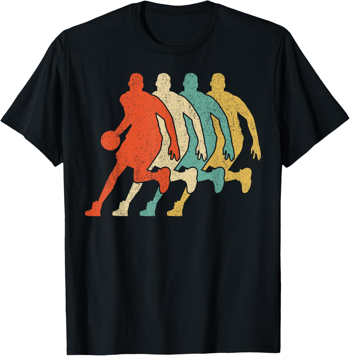 Basketball Vintage Silhouette 60s 70s Retro Gift Team Sports T-Shirt
