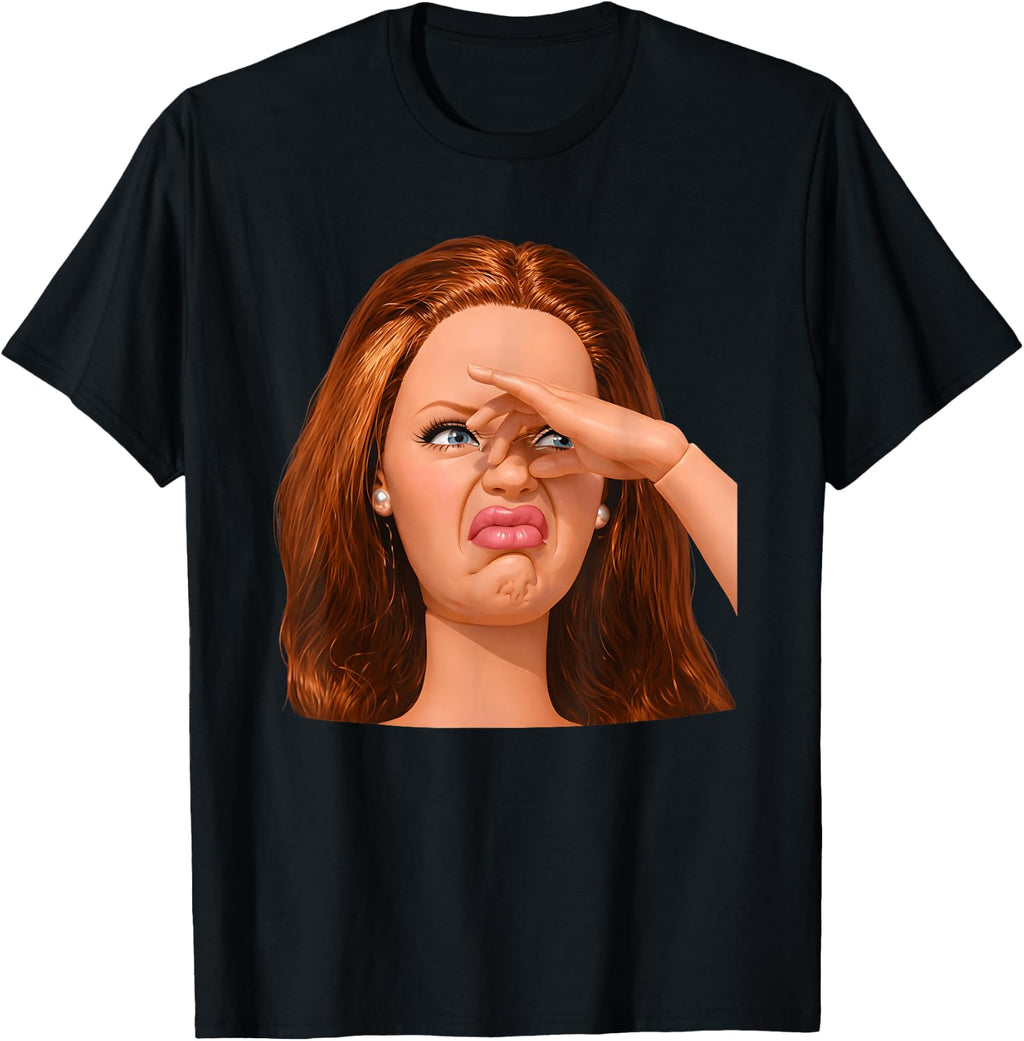 Funny Creepy Doll Face Meme Expression Hilarious Sarcastic T-Shirt