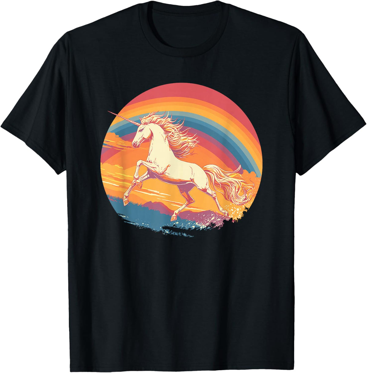 Majestic Sunset Unicorn Art Mystical Creature Fantasy T-Shirt