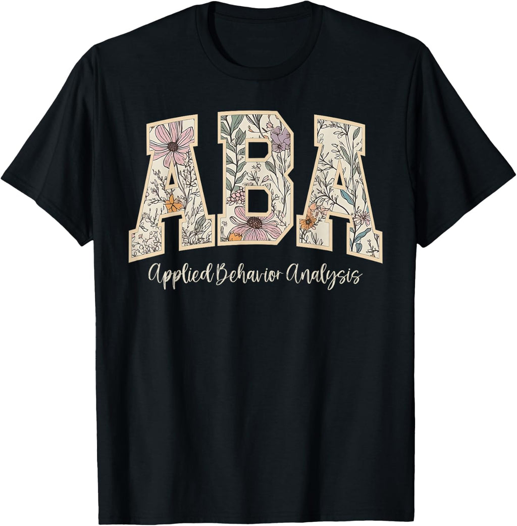Retro Wildflower ABA Applied Behavior Analysis ABA Therapist T-Shirt