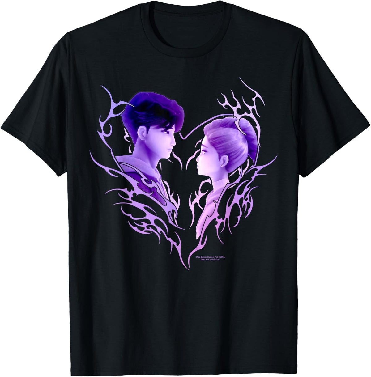 Kpop Demon Hunters Jinu & Rumi Heart Portrait T-Shirt