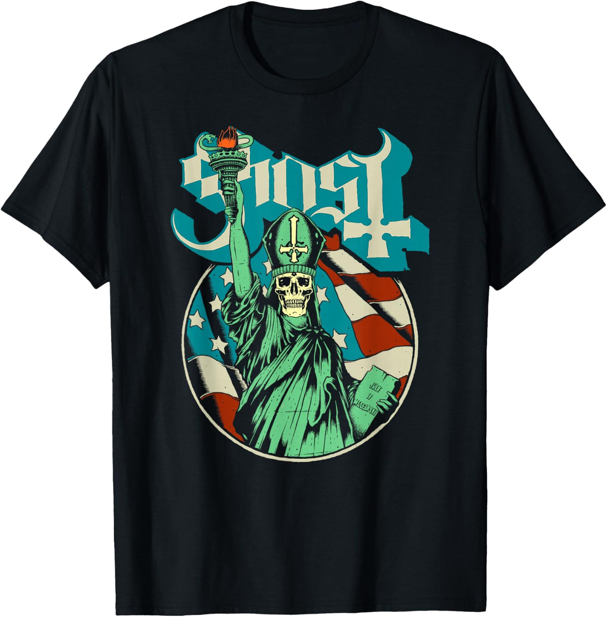 Ghost Blue Statue Stars and Stripes T-Shirt