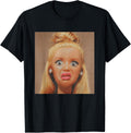 Funny Creepy Doll Face Meme Expression Hilarious Sarcastic T-Shirt