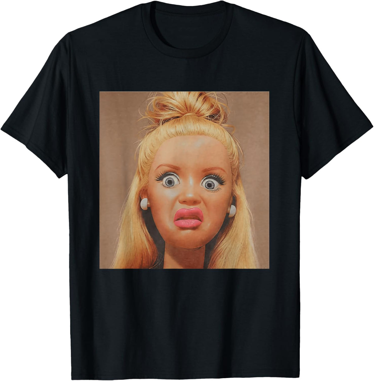 Funny Creepy Doll Face Meme Expression Hilarious Sarcastic T-Shirt