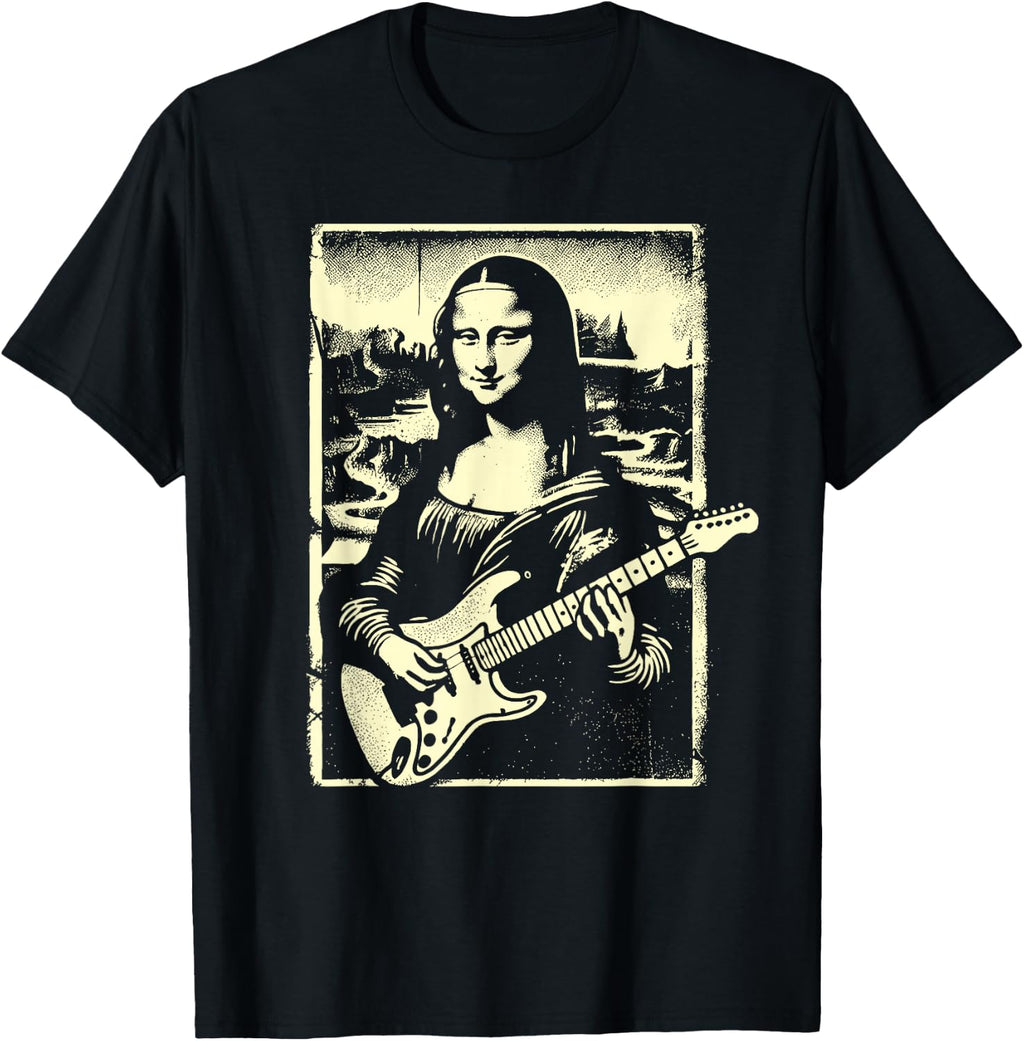 Mona Lisa Guitar Music Teacher Novelty Funny Electric Guitar T-Shirt