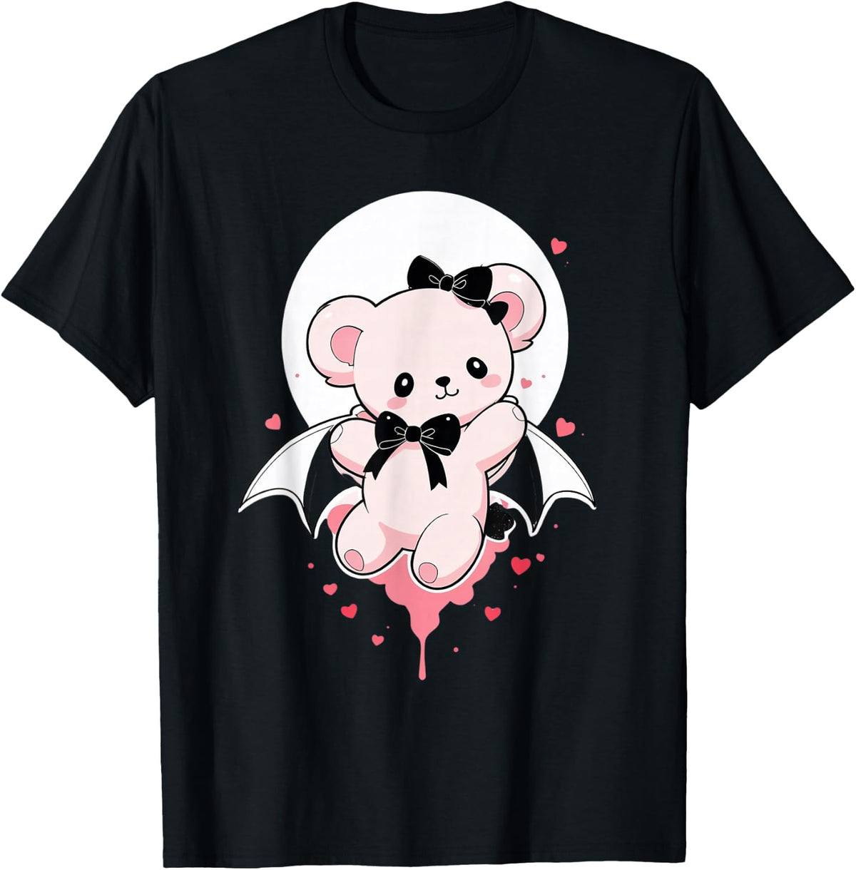 Gothic Kawaii Bat Teddy Jirai Kei Aesthetic T-Shirt