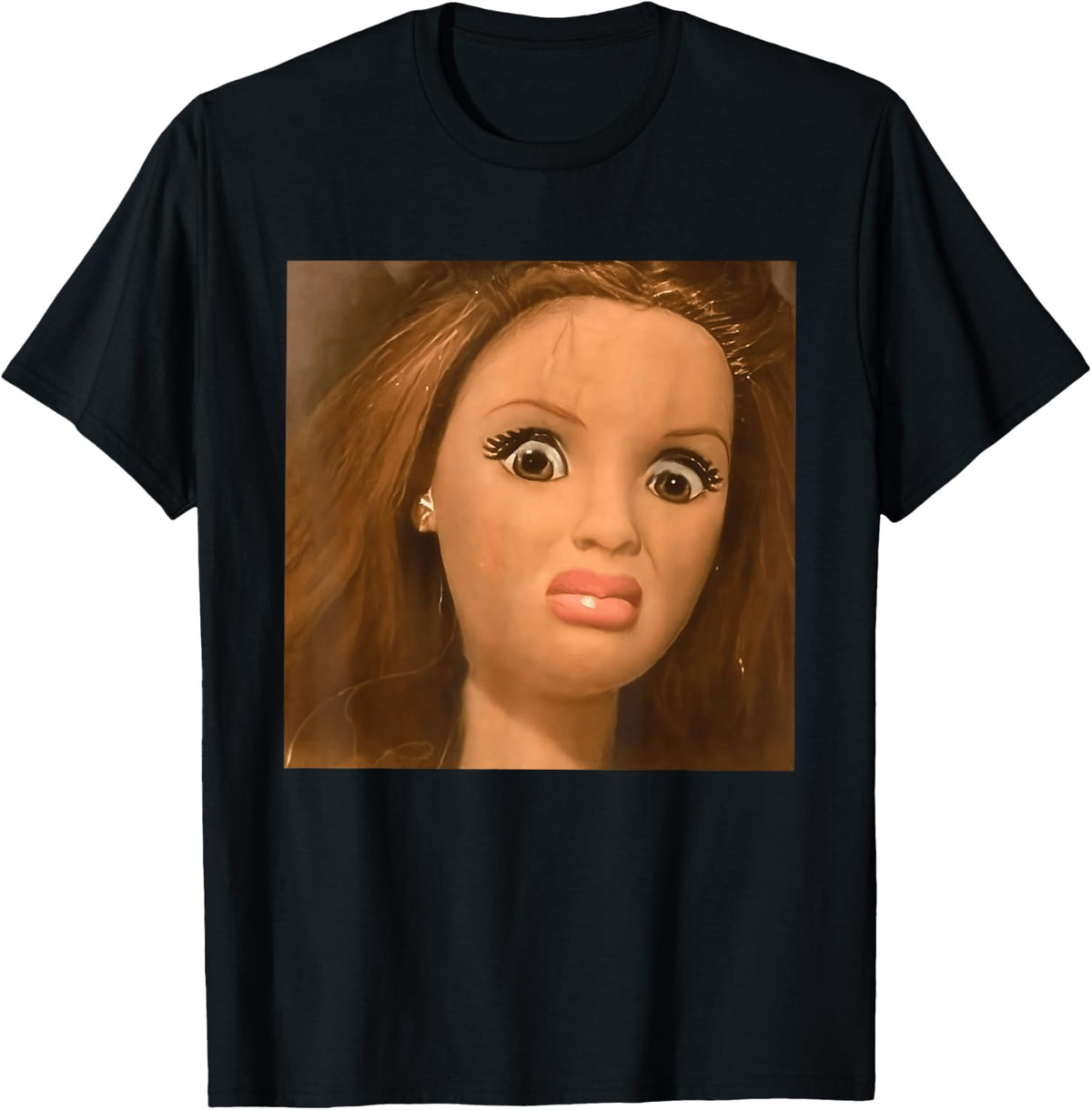 Funny Creepy Doll Face Meme Expression Hilarious Sarcastic T-Shirt