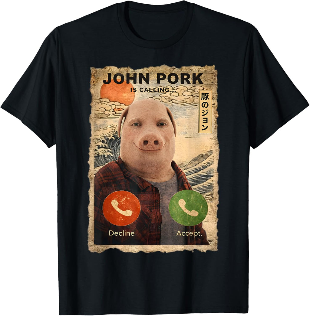 John Pork Funny Answer Call Phone Brainrot Gifts for Kid Boy T-Shirt