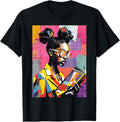 Geometric Black History Educated Women Reading Book Melanin T-Shirt
