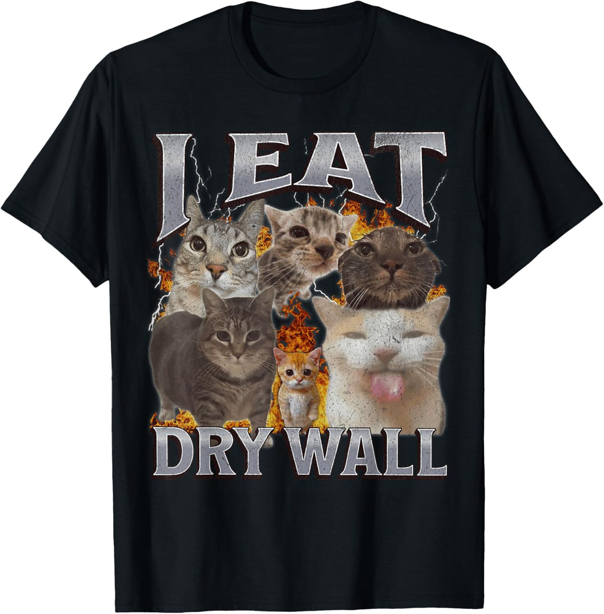 I Eat Drywall Funny Cat Meme Bootleg Graphic Men Women T-Shirt