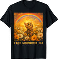 Rage Consumes Me Funny Cat Sarcastic Kitten Floral T-Shirt